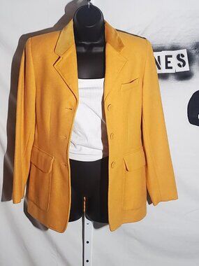 Evan-Picone yellow-orange wool blazer Y2K Sz 4